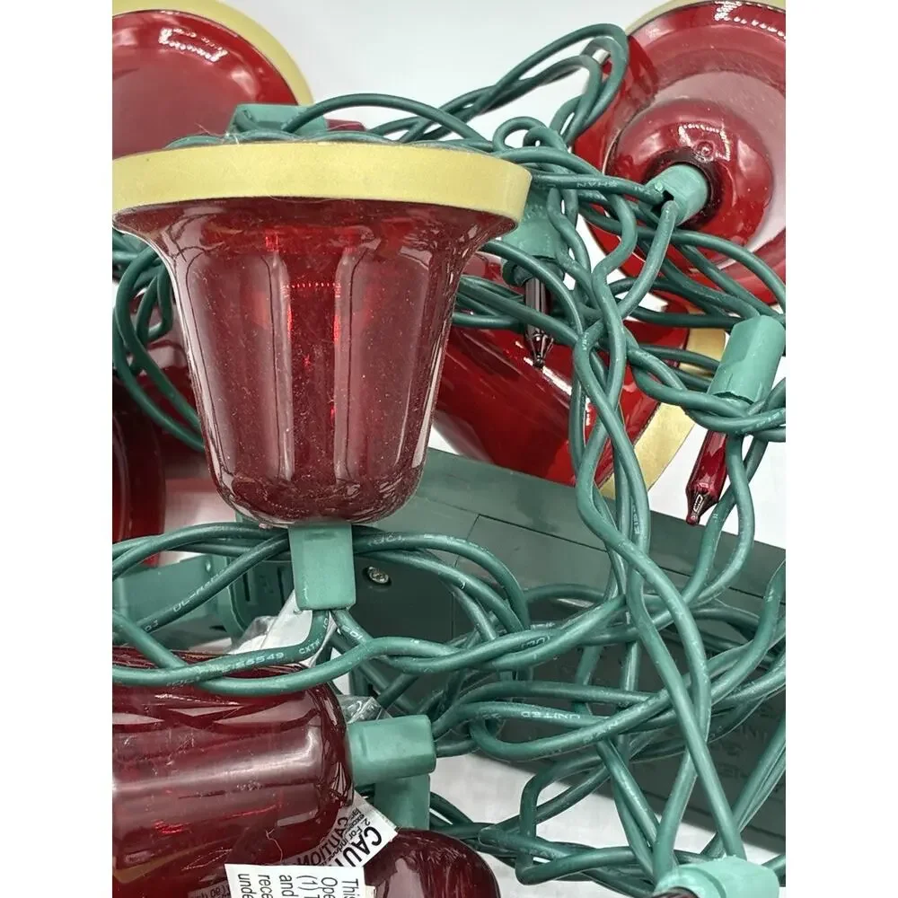 Holiday Time Musical Red Bell String Lights 8ft (Set of 2) Christmas Working